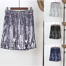 Женское облегающее платье с высокой талией и блестками, женское вечернее платье, повседневная короткая мини-юбка, пять цветов, faldas largas mujer, новая мода