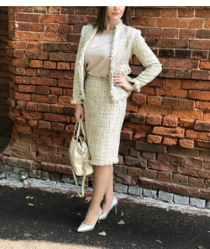 Women's skirt suit Professional tweed jacket + skirt 2020 spring / autumn / winter women's jacket ladies 2 piece skirt suit