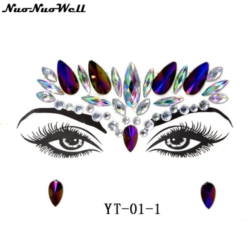 

100pcs Temporary Jewels Flash Tattoo Stickers Masquerade Makeup Body Face Glitter Rhinestone Jewels Gems Fake Temporary Tattoo