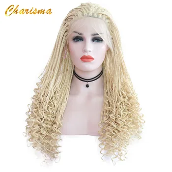 

Charisma Synthetic Pure Wig Lace Wig Long Braided Box Braids Hair Lace Front Wig For Black Women Blonde Wigs
