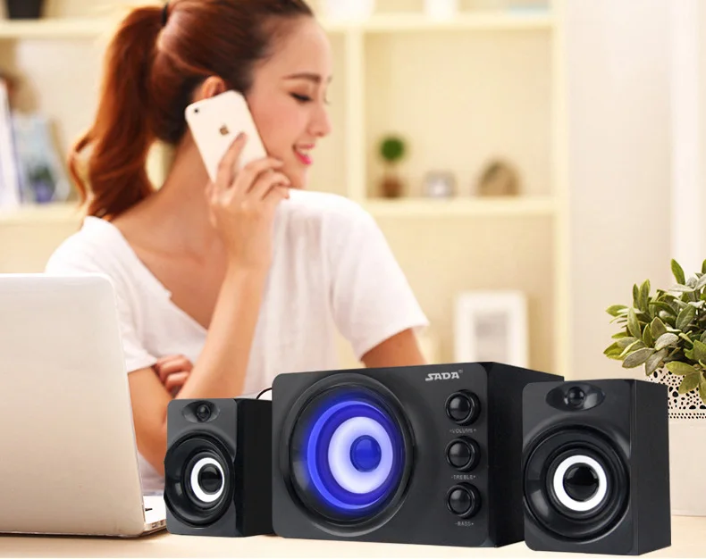 SADA Красочный светодиодный мигающий свет стерео бас компьютер USB динамик ПК