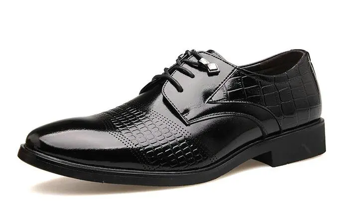 Большие размеры оксфорды Мужская обувь из натуральной кожи туфли свадебные туфли бизнес на шнуровке с острым носком на плоской подошве Большие размеры 38-48 AA-17 - Цвет: Черный