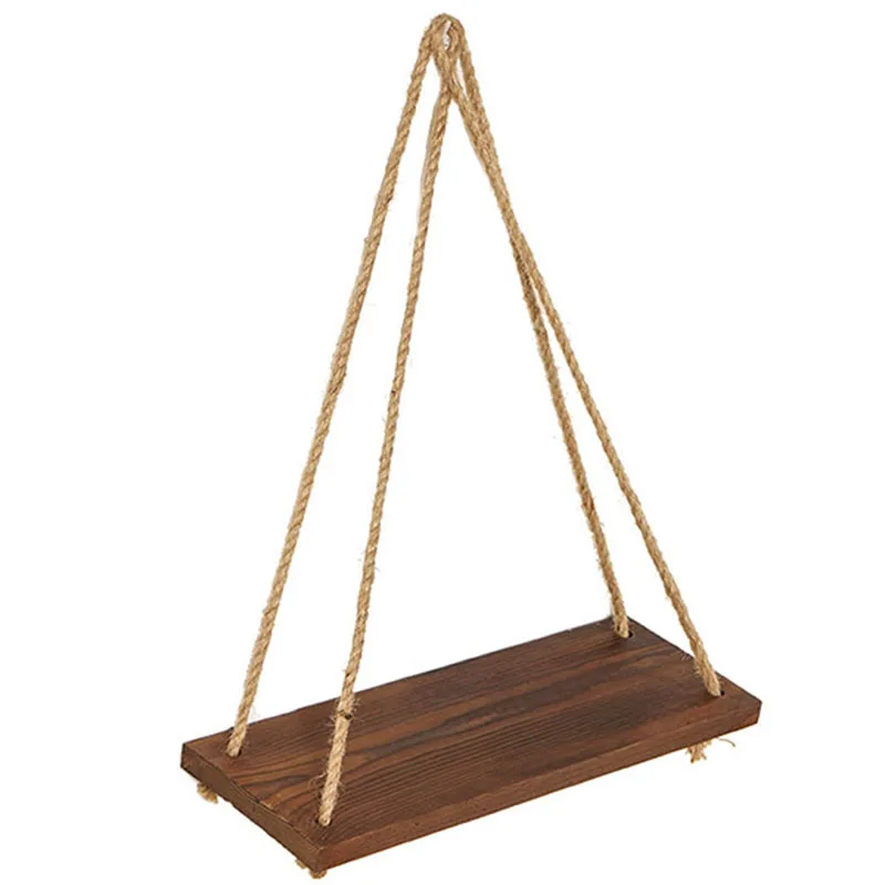 

2Pcs Hanging Rope Shelf Decorative Flower Pot Storage Rack Wall Ornament Floating Shelf For Home Office Storage