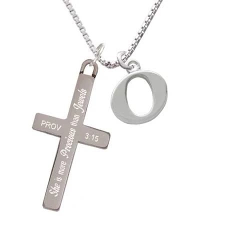 Large Greek Letter - Omicron - - She is More Precious - Cross Necklace (1)