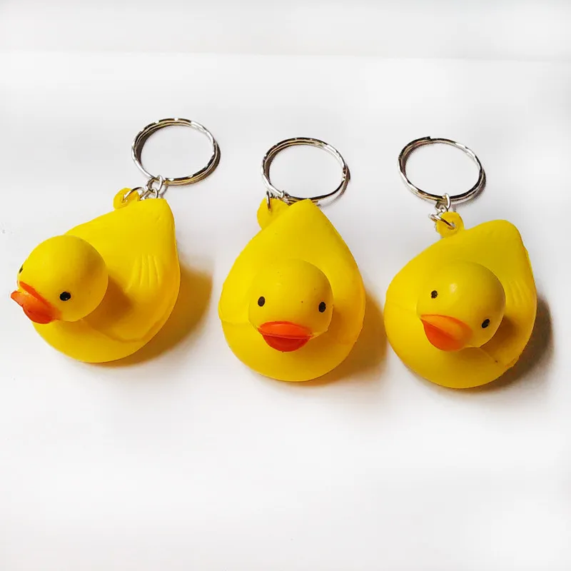 50 pcs/pack PU Small Duck Key Chain Yellow Romantic Keyring Car Key