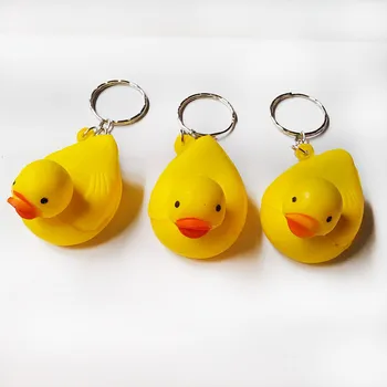 

50 pcs/pack PU Small Duck Key Chain Yellow Romantic Keyring Car Key Chain Bag Key Rings Good Wishs Gifts Flash Bright Chain