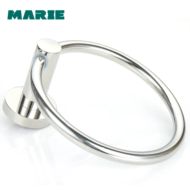 Stainless Steel Round Style Wall Mounted Towel Ring Holder Hanger Bathroom Classic Modern Style