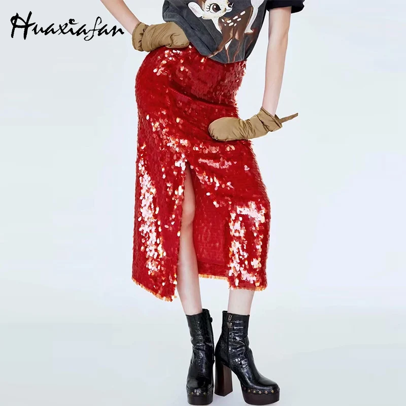 red midi skirt bodycon