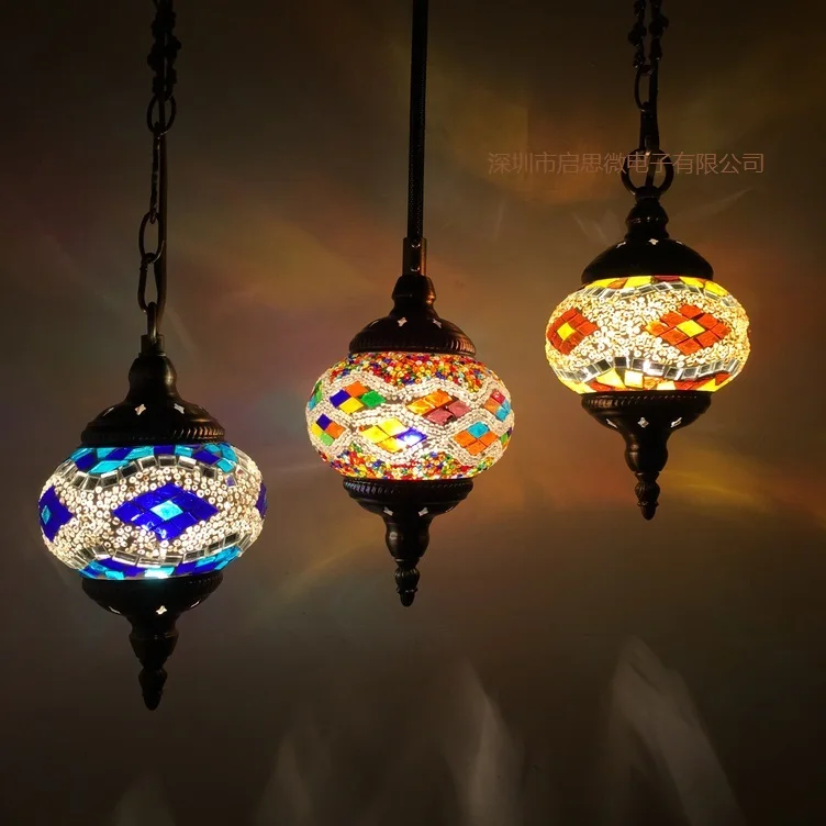 New style Turkey Ethnic Customs Handmade Lamp Romantic Cafe Restaurant Bar Tree Pendant Light Bar Mosaic Pendant Lamp 6
