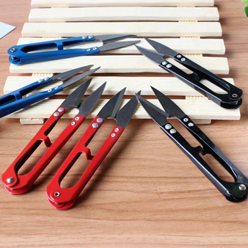 1Pcs U-shaped Mini Scissors For Fishing Sewing Scissors Nippers Fish Use Scissors Fishing line cutter tools Random Color ZB219