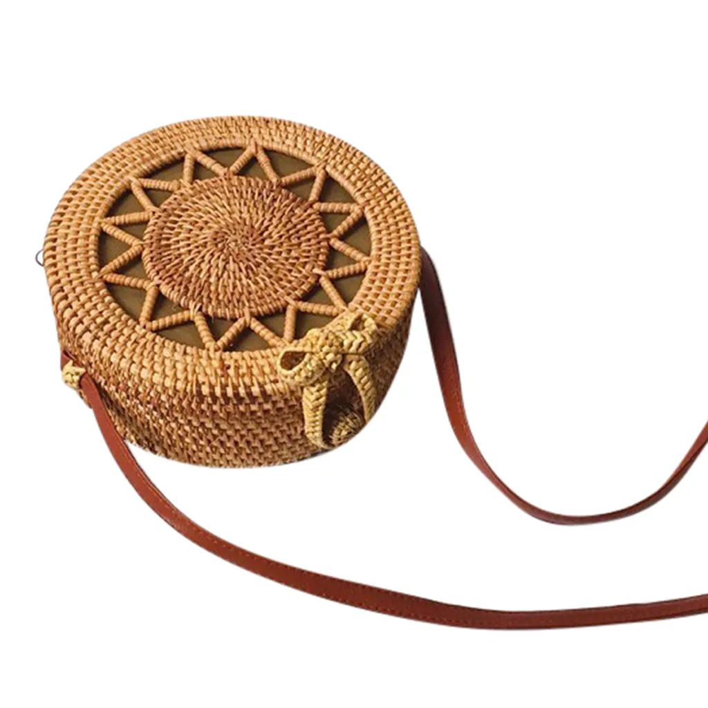 

Fashion Explosion 2019 Straw Circle Bags Women Summer Handwoven Bali Round Retro Rattan Straw Beach New Casual Bag feminina
