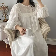 Lolita feminino vestido princesa sleepshirts estilo palácio vintage rendas bordadas camisas de noite. victorian nightdress lounge sleepwear