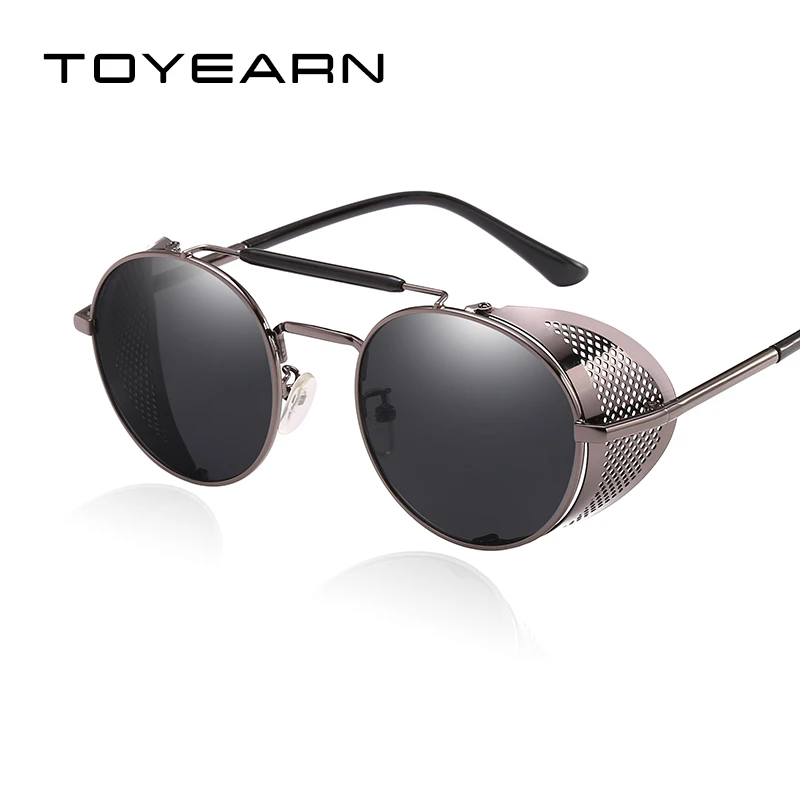 

Vintage Brand Designer Retro Gothic Wrap Steampunk Sunglasses Men Women Mirror Round Shield Sun Glasses For Male Oculos de sol