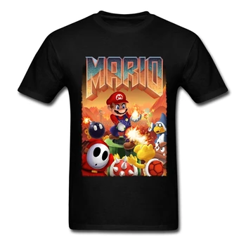

Mario T Shirt Man Mario's Doom Cool Tshirt Designs Round Neck Cotton Tees Shirts Street Style Fashion Clothing Plus Size T-shirt