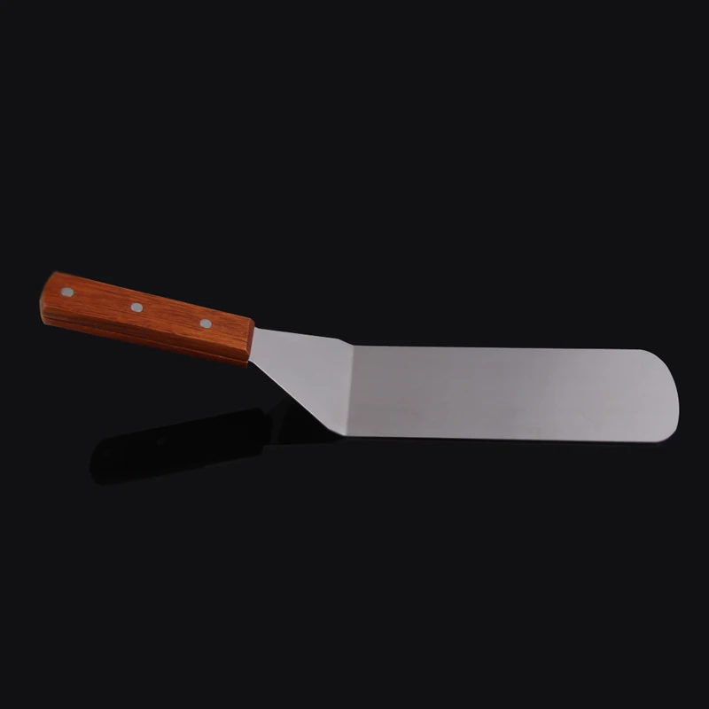  Stainless Steel Pizza Peels Tools Turners Spatula Scraper with Wooden Handle Cake Cooking Utensil
