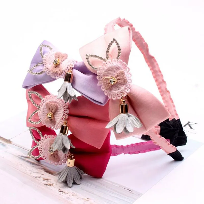 

10pcs/lot Fashion Children Headwear Cute Bowknot With Flowers Kids Hairbands Hair Accessories For Hairdress