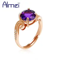 Almei 925 пробы Серебряные кольца для Для женщин аметист кольцо женский розовое золото Цвет Обручение Свадебные украшения с коробкой 8*8 мм CJ050