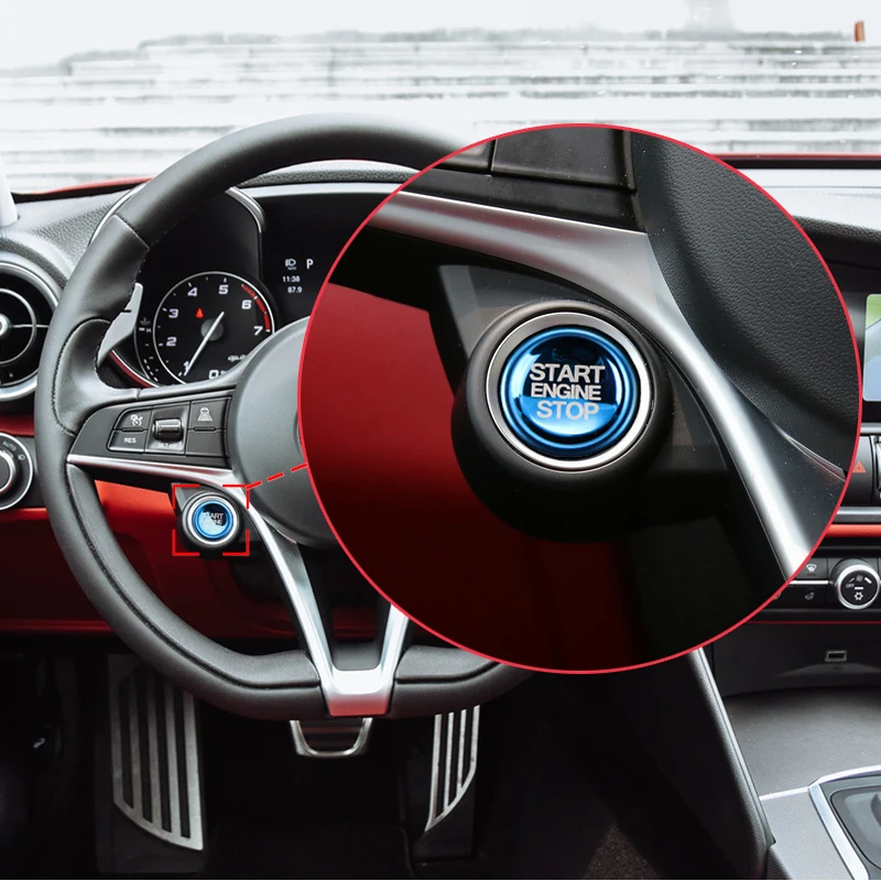 Горячая Распродажа, кнопка запуска двигателя, наклейка, аксессуары для ключей, переключатель для автомобиля, украшение для Alfa romeo Giulia Stelvio