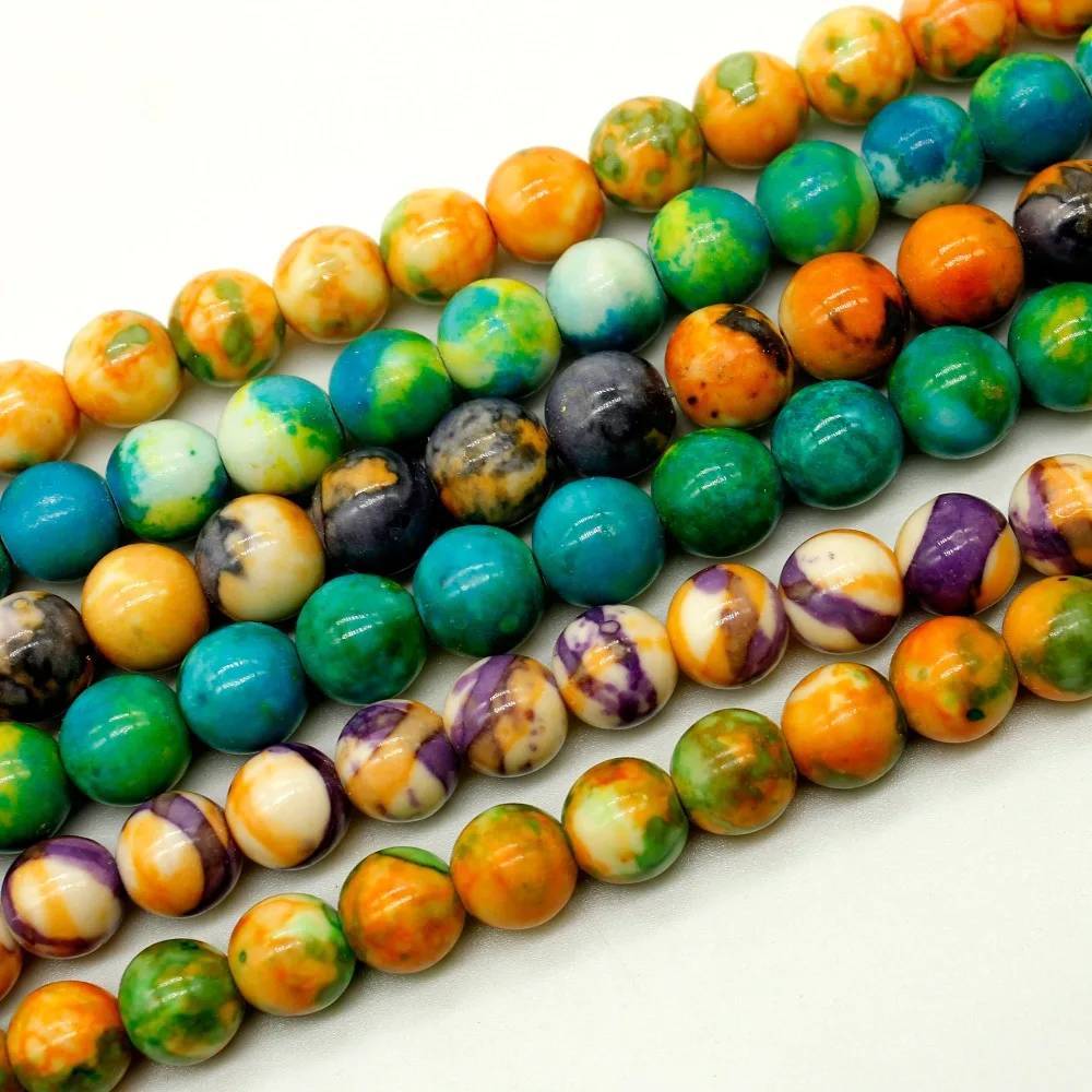 Natural Stone Rain Flower Stone Beads Round Loose Beads 4mm 6mm 8mm