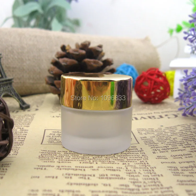 10G Gold Cap Frost Glass Jar, 10ML Glass Container, Cosmetic Packing