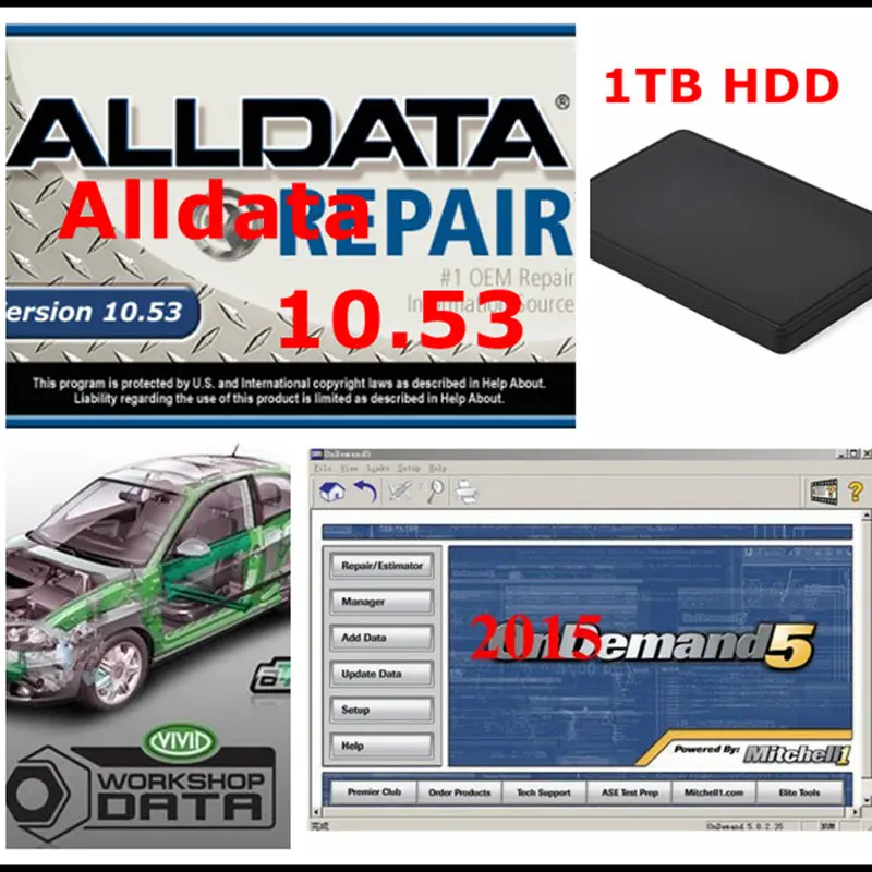 Автосервис Alldata 10,53 В Митчелл ondemand5 ALLDATA 1 ТБ HDD жесткий диск Vivid workshop данных руководство по ремонту, обслуживание Alldata