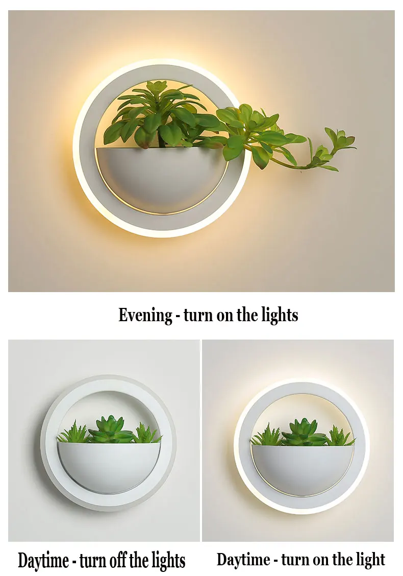 Simples e Moderno Luz de Parede Wecus Nova Arte Planta Lâmpada Cabeceira Personalidade Criativa Corredor Sala Estar Parede 9 (Wecus) nova arte planta luz de parede