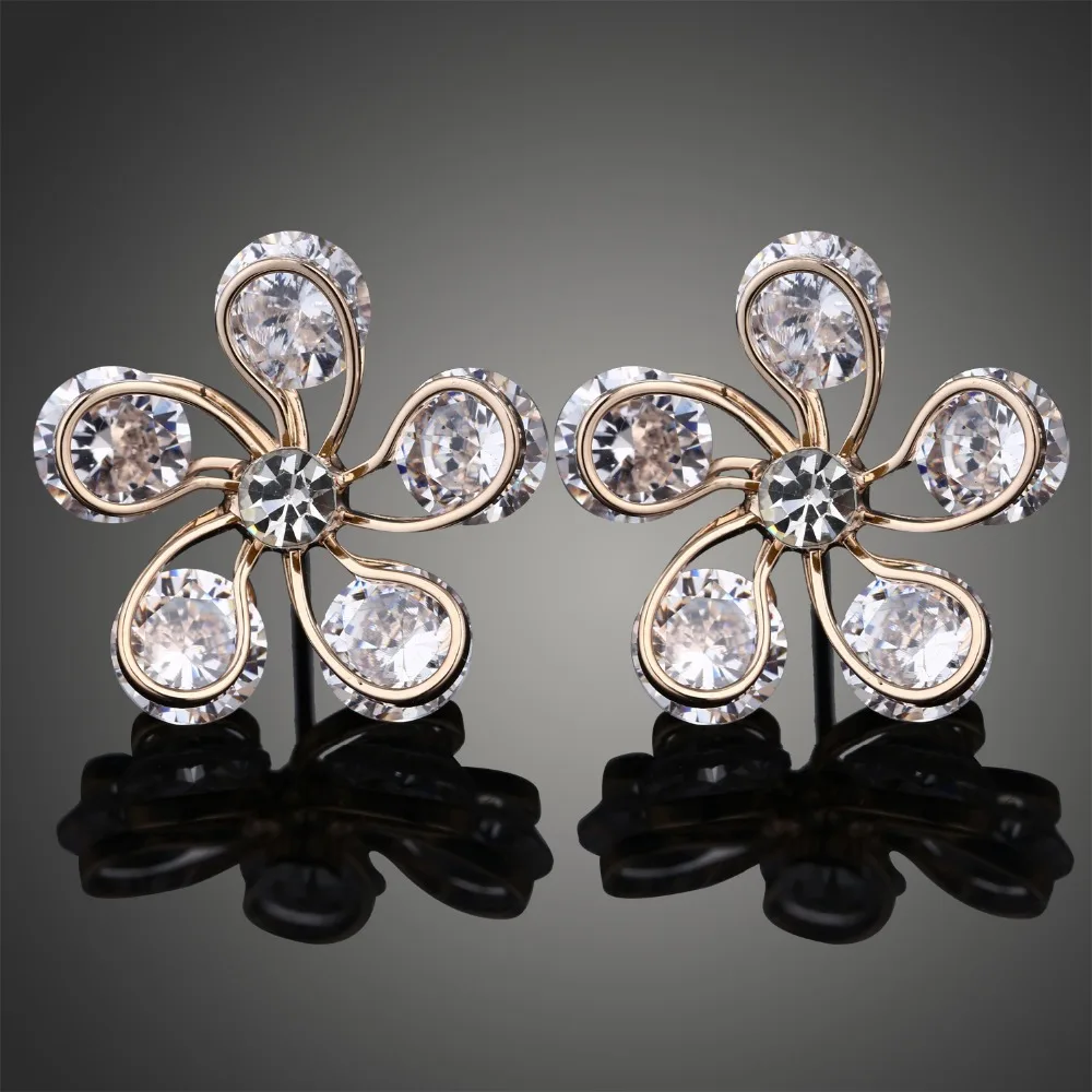 Unique Women Jewelry Gold Color Fashion Crystal Hollow Cubic Zirconia