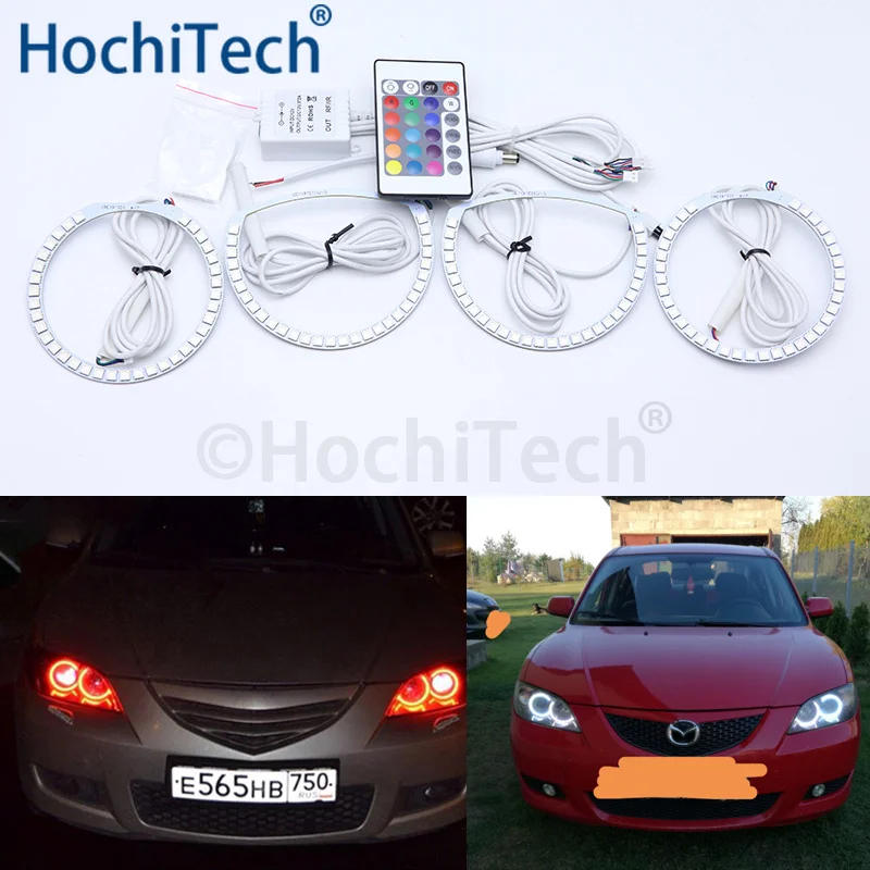 Для Mazda 3 mazda3 2002 2003 2004 2005 2006 2007 Многоцветный комплект светодиодов «глаза ангела» RGB гало кольца дневного светильник дневные ходовые огни