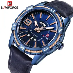 Мужские часы naviforce Топ Элитный бренд спорт кожа кварцевые Дата часы для мужчин's непромокаемые Военная Униформа наручные часы Relogio Masculino