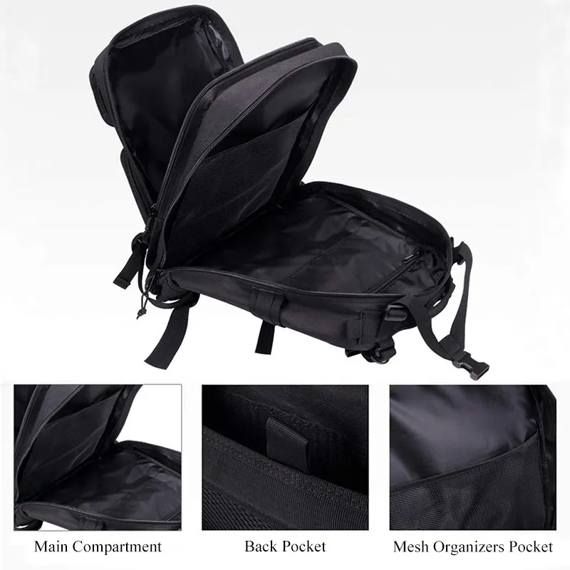Tactical Military Backpack 3P Outdoor Waterproof Camping Trekking Bags 35L Capacity Rucksack Hiking
