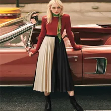 Женские Лоскутные шифоновые юбки новые летние тонкие трапециевидные длинные юбки для дам Модные Винтажные плиссированные юбки