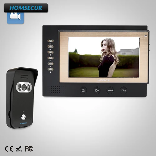

HOMSECUR 7" Video Door Entry Security Intercom+Black Camera for Home Security: TC021-B Camera (Black) + TM701R-B Monitor (Black)