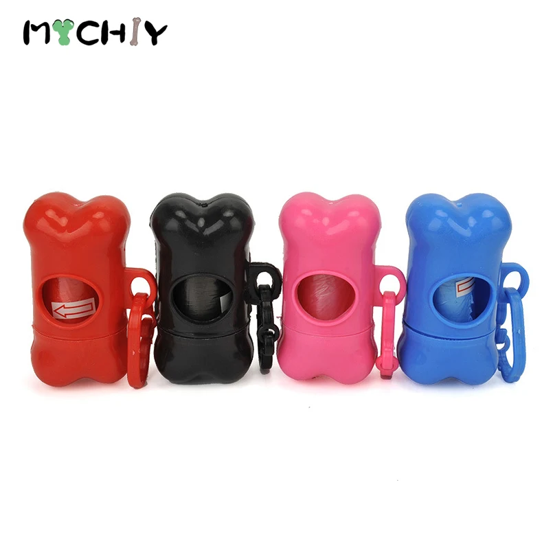 

Pet Dog Bags Garbage Clean Dispenser Box Bone Shape Dog Waste Poop Bag With Printing Doggy Bag Trash Garbage bag 15pcs/Roll