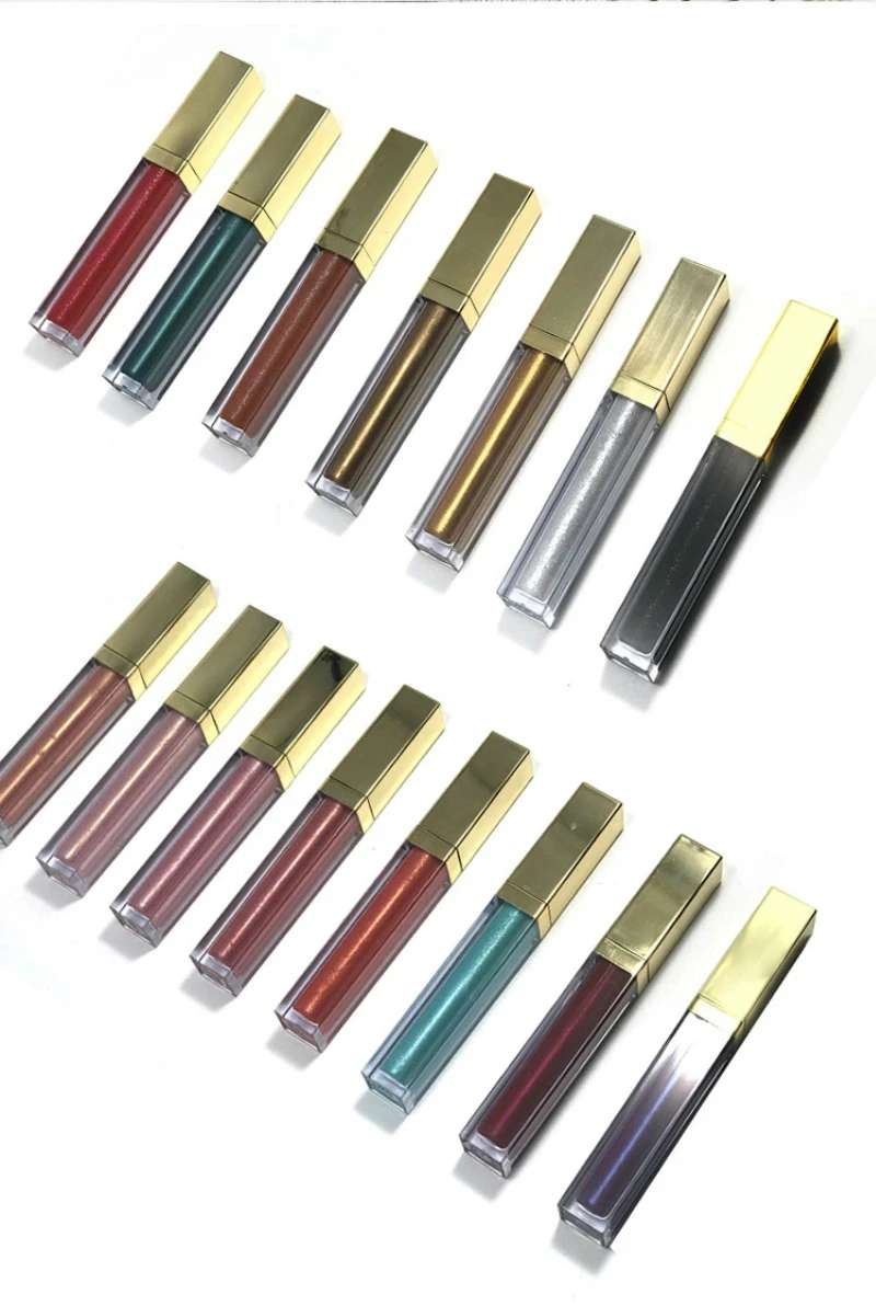 Wholesale Waterproof 15 Colors Shimmer Shiny Liquid Lip Gloss Lipstick Square No Logo Makeup Lip Gloss Lipstick Lip sticks 15pcs