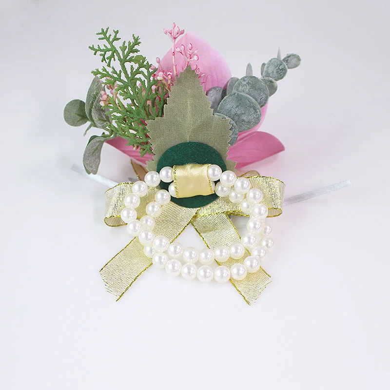 Silk orchid flowers wedding bracelets for bridesmaids  (2)