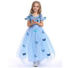 Детские платья для девочек; платье принцессы Золушки; Детский костюм с 3d-бабочкой; детская одежда; костюм для девочек; платье для костюмированной вечеринки для малышей