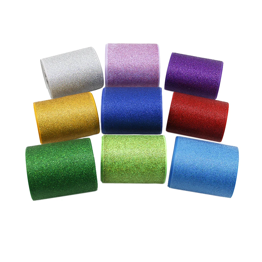 

David accessories 3'' full solid colors glitter ribbon printed polyester ribbon 50 yards,DIY handmade materials,50Yc2150