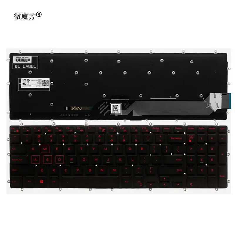 Teclado para Dell Inspiron 15 5565 5567 Jogos 7566 7567 17 5765 5767 Inglês Laptop Teclado Luz de Fundo Vermelho - Imagem 3