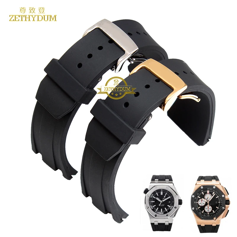 

Silicone rubber bracelet watch strap waterproof sport watchband wristband wristwatches band 26mm belt fold buckle for ap watches