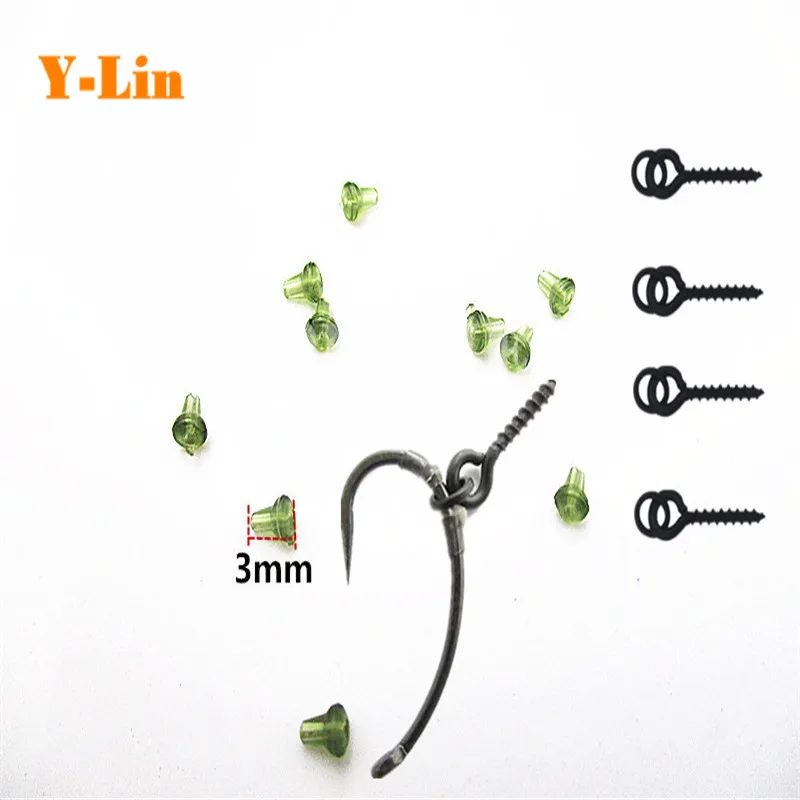 

50pcs Carp fishing hook stoper with 25pcs boilie bait screw with round link loop easy run ring accessories of carp fishing