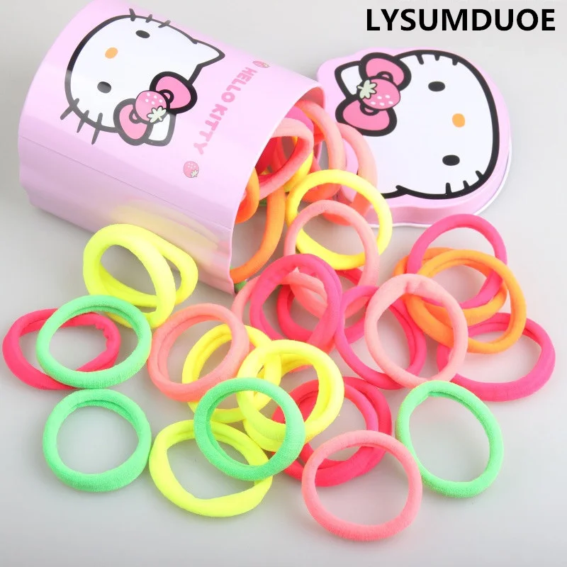Goede Mode 30 stks Elastische Haarbanden Kawaii Box Gift Haarband Leuke Hoofdtooi Snoep Touw Regenboog Haarband Nieuwe Meisjes Haar accessoires