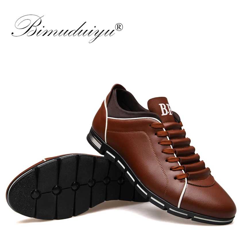 BIMUDUIYU Spring Men Casual Shoes Fashion British Style Lace Up Footwear Comfortable Men's Shoes Microfiber Leather Sneakers BIMUDUIYU Spring Men Casual Shoes Fashion British Style Lace Up Footwear Comfortable Men's Shoes Microfiber Leather Sneakers