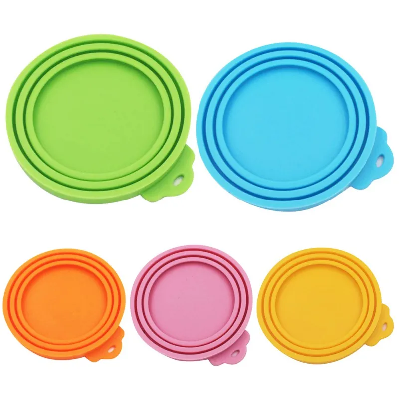 

5 Colors Dog Bowls Silicone Canned Lid Dog Food Canned Lid Seal Fresh Cover Dog Water Bottle