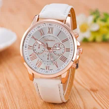 Relojes con números romanos para mujeres genuinos reloj de mujer de lujo de moda de cuero banda analógica de cuarzo relojes de pulsera redondos Montre Femme