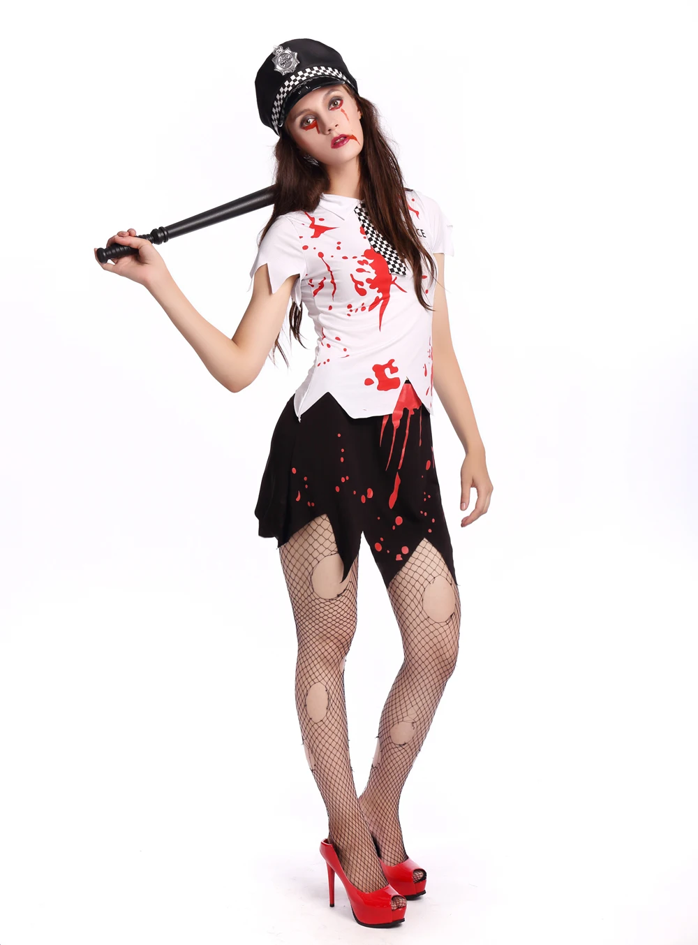 Zombie Ghost Police Woman Costume 