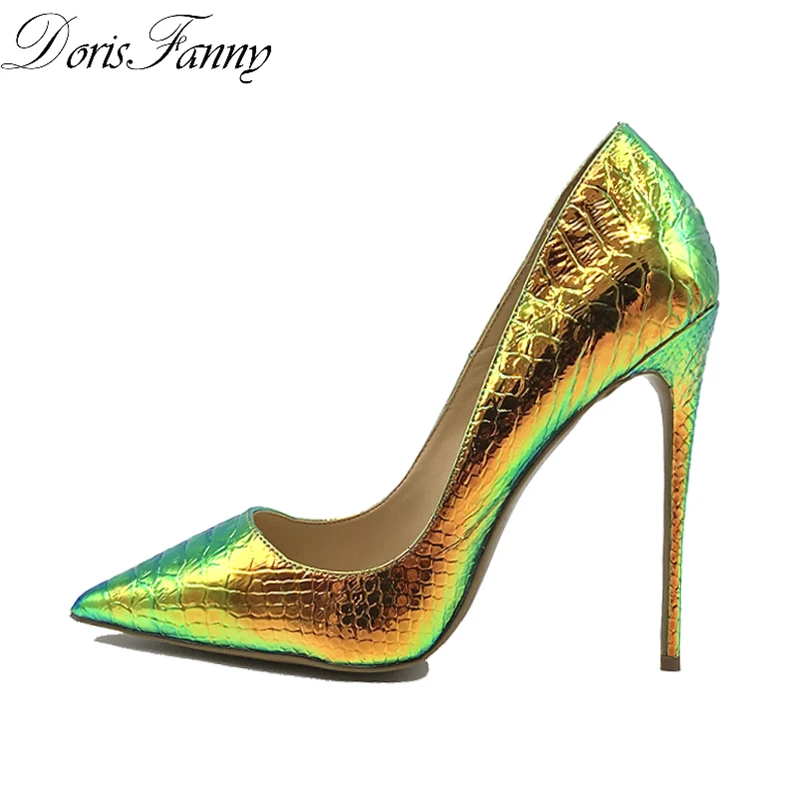DorisFanny Colorful Snake pointed toe heels prom party sexy shoes woman big size women high heels pumps 12cm DorisFanny Colorful Snake pointed toe heels prom party sexy shoes woman big size women high heels pumps 12cm
