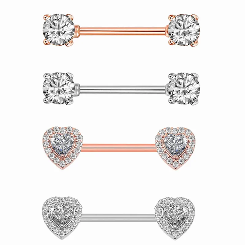 

2 pcs/lot Clear CZ Crystal Heart Nipple Ring Barbell Nipple Piercing Mamilo Sexy Women Nipple Rings Cover Pircing Body Jewelry