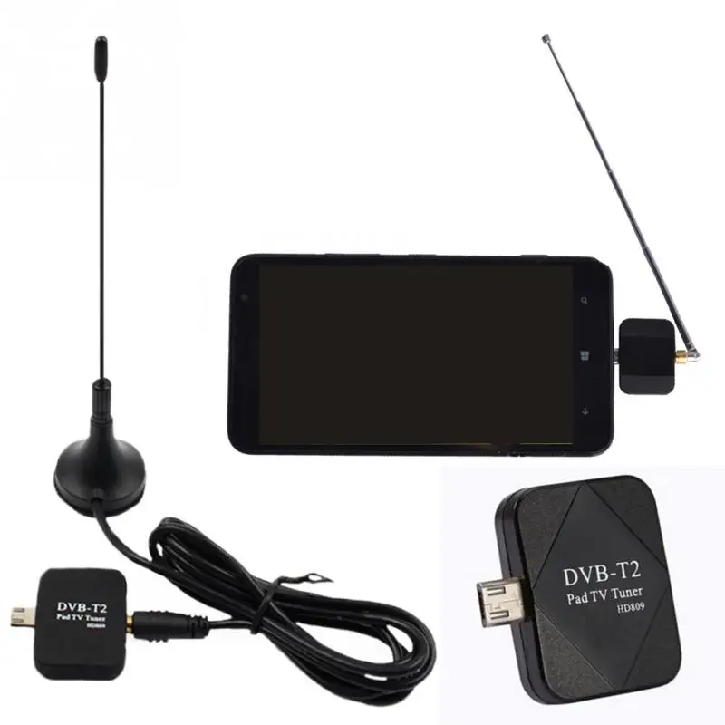 Черный мини-приемник+ антенна DVB-T2 DVB-T Мини ТВ-приемник автоматический поиск каналов для Android смартфонов и планшетов