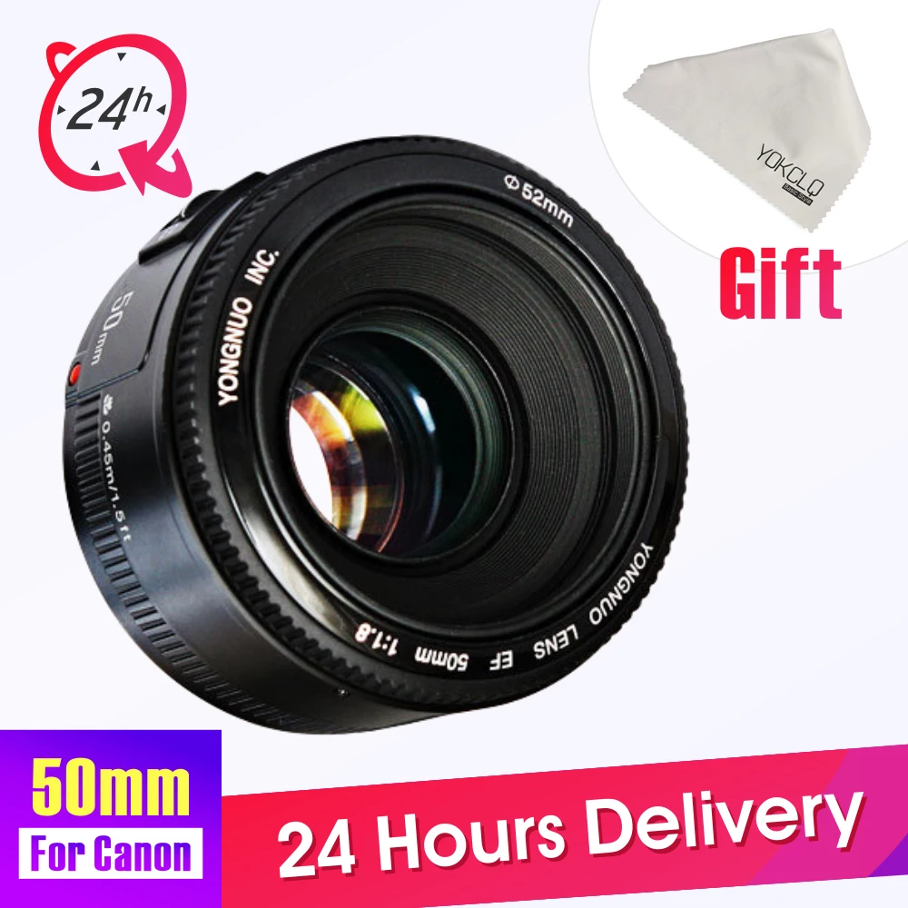 YONGNUO YN50mm Lens Fixed Focus Lens EF 50mm F/1.8 AF/MF Lense Large