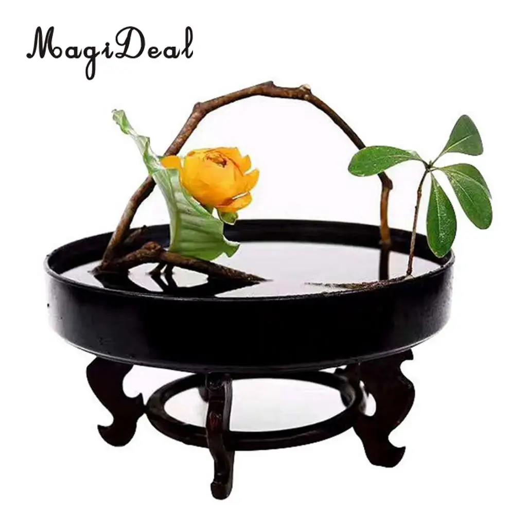 MagiDeal Japanese Ikebana Vase Rustic Style Round Shape - Art Flower Arrangment Tool	
